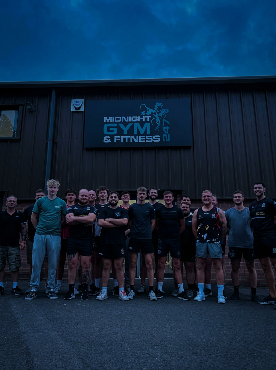 Midnight Gym and Fitness members outside the Wells facility